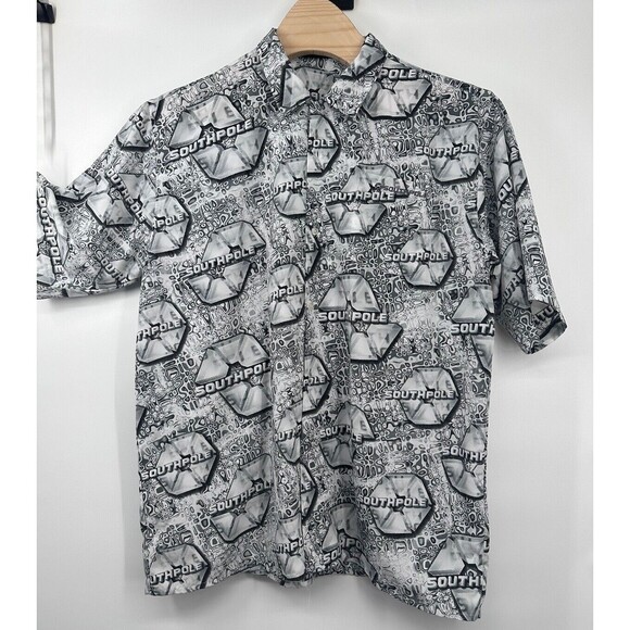 Vintage Southpole Men's XXL Button Shirt Short Sleeve button up polyester‎ - Picture 1 of 8